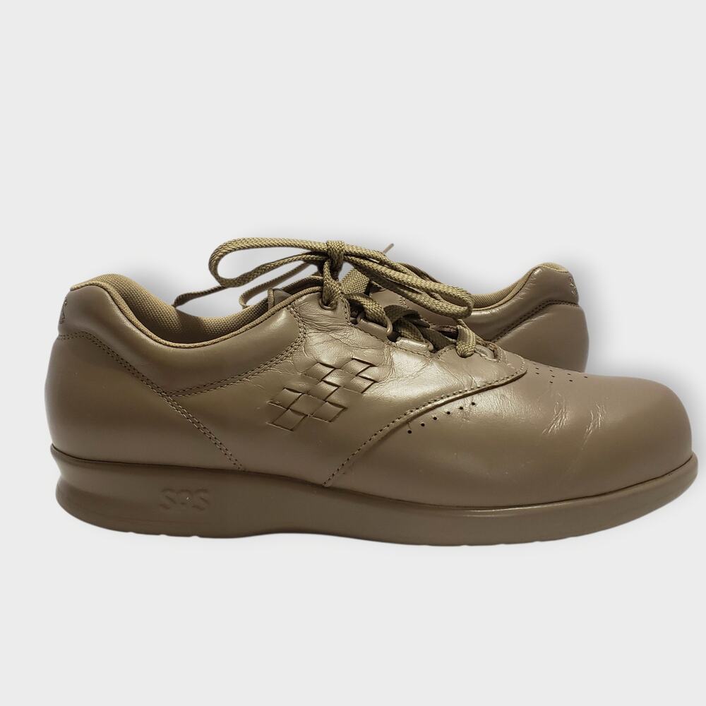 SAS‎ Womens Free Time Walking Shoe Mocha Leather Sz 9 Orthopedic Comfort Lace Up